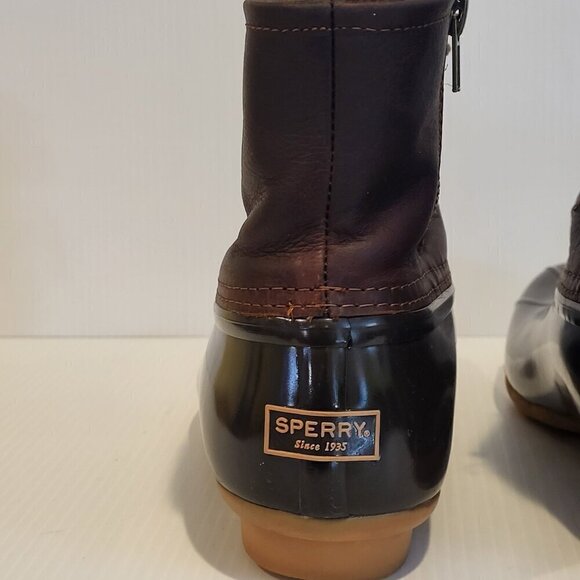 Sperry Women's 9M Duck Saltwater Leather Boots Brown Waterproof In Box Excellent - Picture 6 of 15